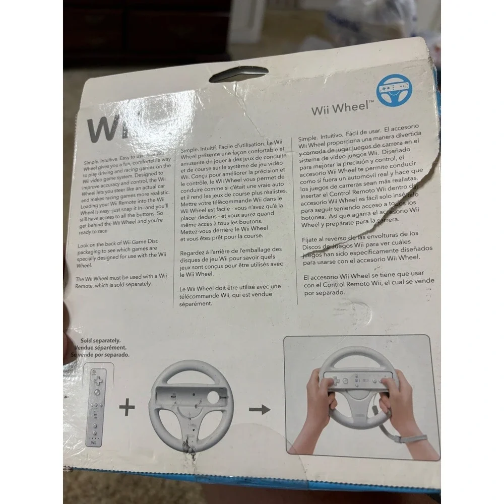 Official Nintendo Wii Wheel White Steering Wheel Accessory RVL-024 In Box